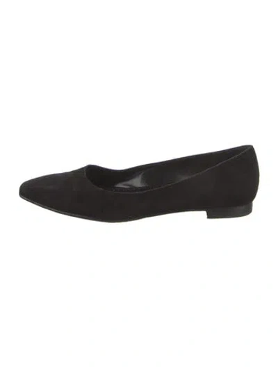 Pre-owned Manolo Blahnik Suede Flats In Black