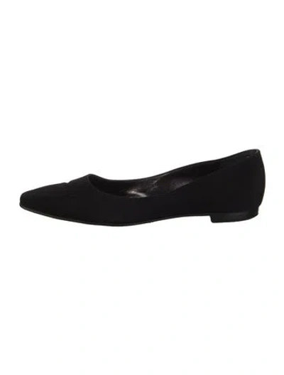 Pre-owned Manolo Blahnik Suede Flats In Black