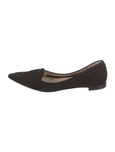 Pre-owned Manolo Blahnik Suede Flats In Black