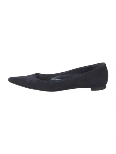 Pre-owned Manolo Blahnik Suede Flats In Blue