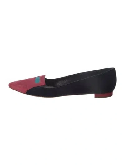 Pre-owned Manolo Blahnik Suede Flats In Blue