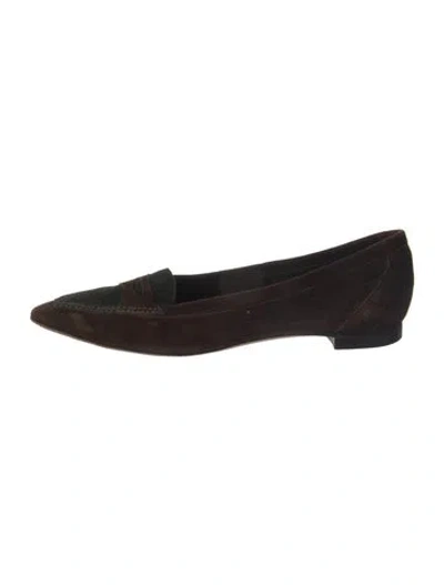 Pre-owned Manolo Blahnik Suede Flats In Brown