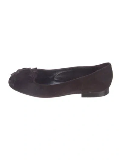 Pre-owned Manolo Blahnik Suede Flats In Purple