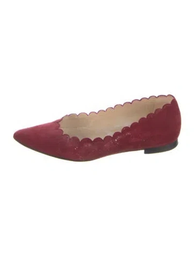 Pre-owned Manolo Blahnik Suede Flats In Red