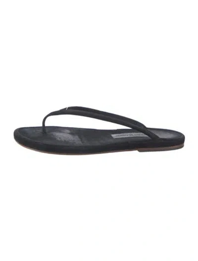 Pre-owned Manolo Blahnik Suede Flip Flops In Blue