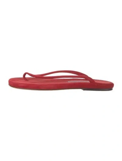 Pre-owned Manolo Blahnik Suede Flip Flops In Red