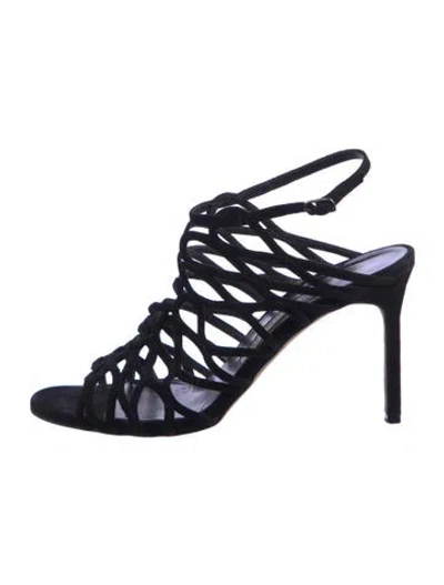 Pre-owned Manolo Blahnik Suede Gladiator Sandals In Blue