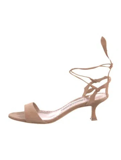 Pre-owned Manolo Blahnik Suede Gladiator Sandals In Neutral