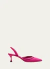 Manolo Blahnik Suede Halter Slingback Pumps In Pink/black