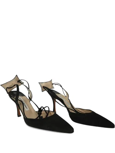 Pre-owned Manolo Blahnik Suede Heels In Black