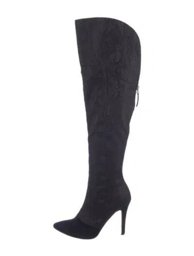 Pre-owned Manolo Blahnik Suede Lace Pattern Boots In Blue