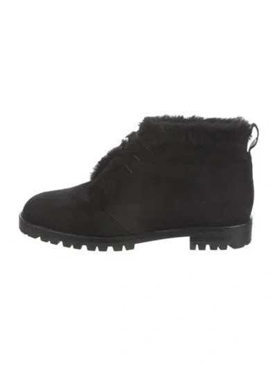Pre-owned Manolo Blahnik Suede Lace-up Boots In Black
