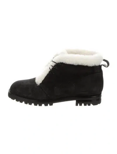 Pre-owned Manolo Blahnik Suede Lace-up Boots In Black