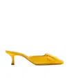 Manolo Blahnik Suede Leather Muller Mid-heeled Shoes In Yellow