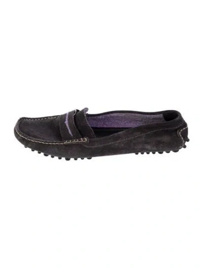 Pre-owned Manolo Blahnik Suede Loafers In Black