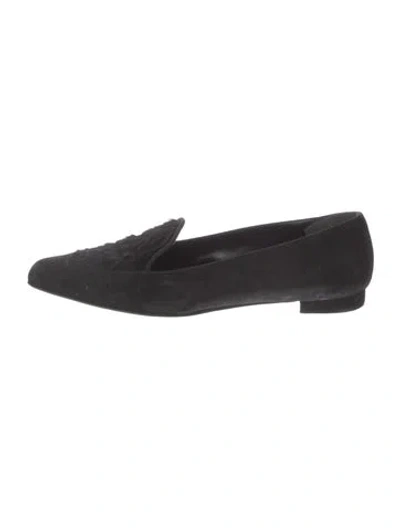 Pre-owned Manolo Blahnik Suede Loafers In Black