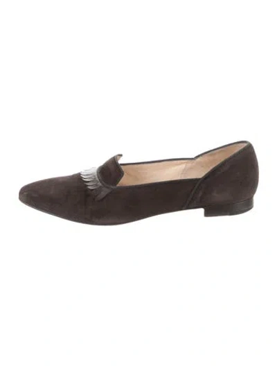 Pre-owned Manolo Blahnik Suede Loafers In Black