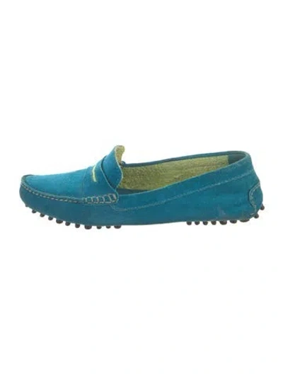 Pre-owned Manolo Blahnik Suede Loafers In Blue
