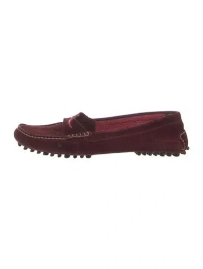 Pre-owned Manolo Blahnik Suede Loafers In Burgundy