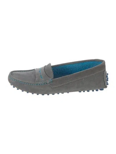 Pre-owned Manolo Blahnik Suede Loafers In Gray