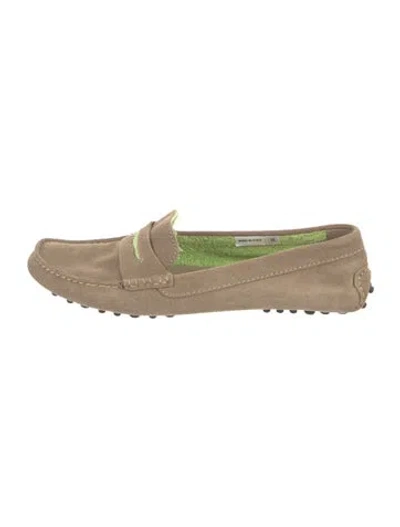 Pre-owned Manolo Blahnik Suede Loafers In Neutral