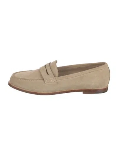 Pre-owned Manolo Blahnik Suede Loafers In Neutral
