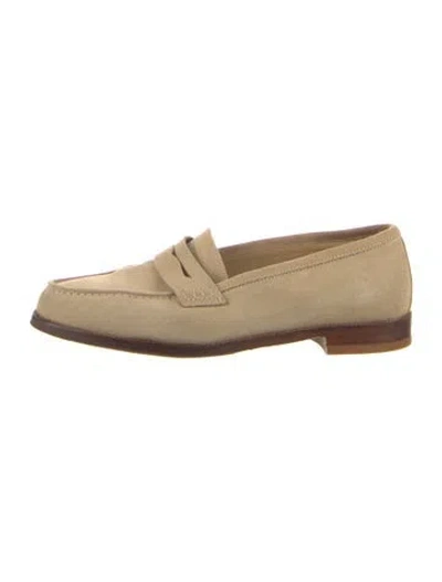 Pre-owned Manolo Blahnik Suede Loafers In Neutral