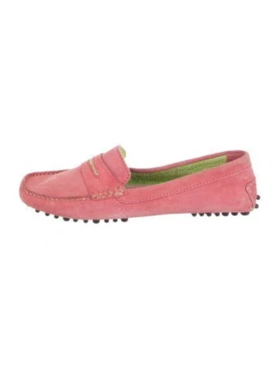 Pre-owned Manolo Blahnik Suede Loafers In Pink