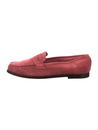 Pre-owned Manolo Blahnik Suede Loafers In Pink