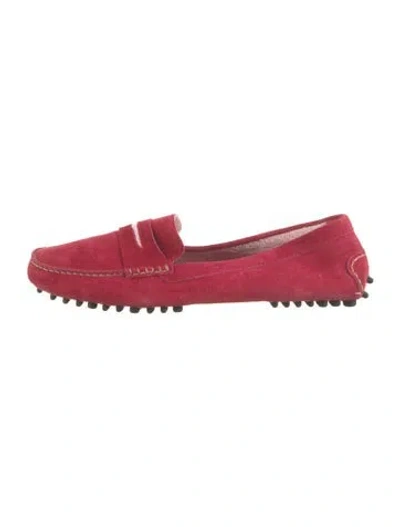 Pre-owned Manolo Blahnik Suede Loafers In Red