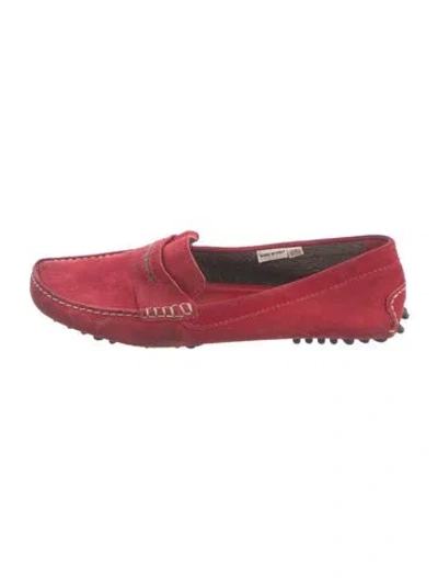 Pre-owned Manolo Blahnik Suede Loafers In Red
