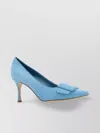 Manolo Blahnik Suede Maysale Kitten Heel Pumps