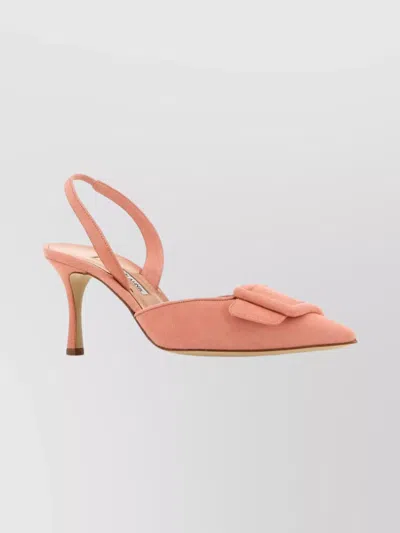 Manolo Blahnik Suede Maysli Pumps Bow Detail In Pink