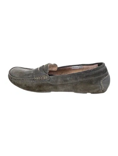Pre-owned Manolo Blahnik Suede Moccasins In Gray