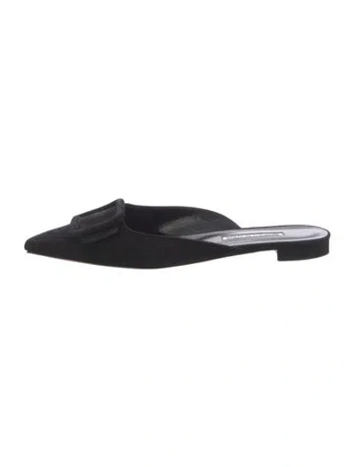 Pre-owned Manolo Blahnik Suede Mules In Black