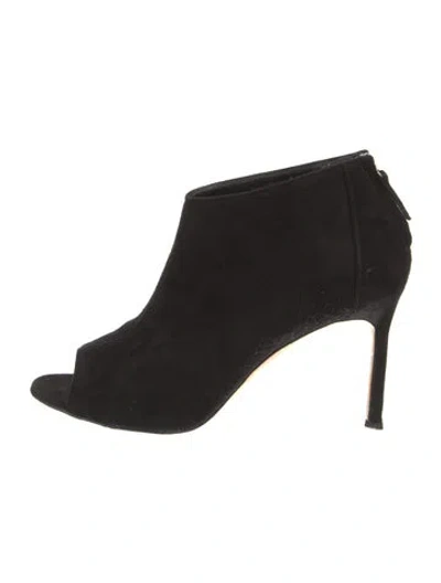 Pre-owned Manolo Blahnik Suede Mules In Black