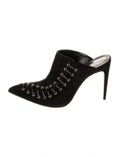 Pre-owned Manolo Blahnik Suede Mules In Black