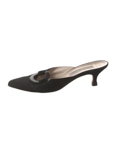 Pre-owned Manolo Blahnik Suede Mules In Black