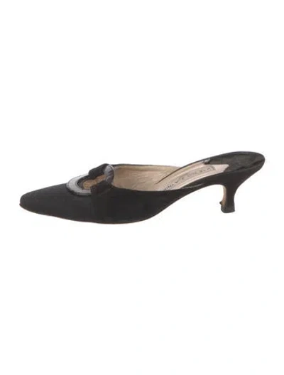 Pre-owned Manolo Blahnik Suede Mules In Black