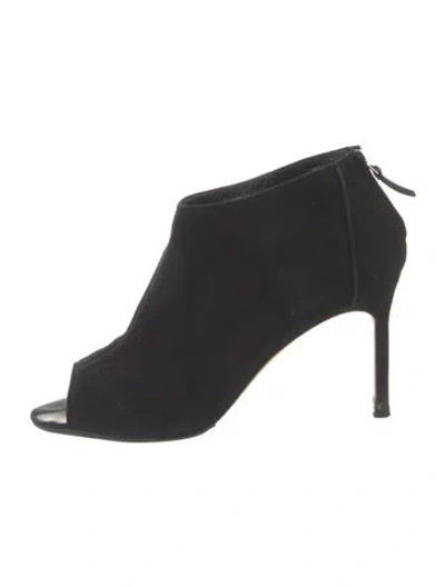 Pre-owned Manolo Blahnik Suede Mules In Black