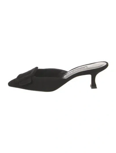Pre-owned Manolo Blahnik Suede Mules In Black