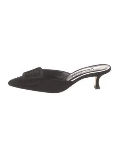 Pre-owned Manolo Blahnik Suede Mules In Black