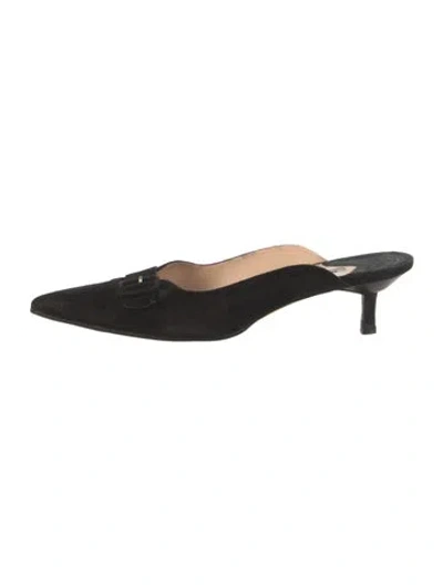 Pre-owned Manolo Blahnik Suede Mules In Black