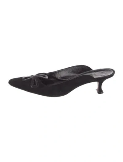 Pre-owned Manolo Blahnik Suede Mules In Black