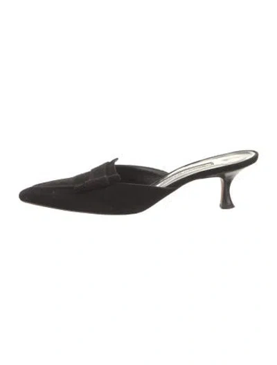 Pre-owned Manolo Blahnik Suede Mules In Black