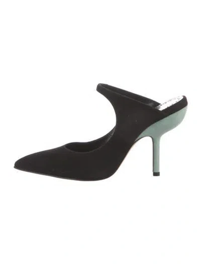 Pre-owned Manolo Blahnik Suede Mules In Black