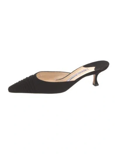 Pre-owned Manolo Blahnik Suede Mules In Black