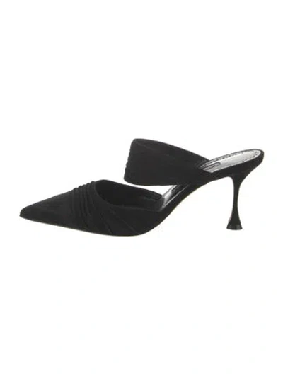 Pre-owned Manolo Blahnik Suede Mules In Black