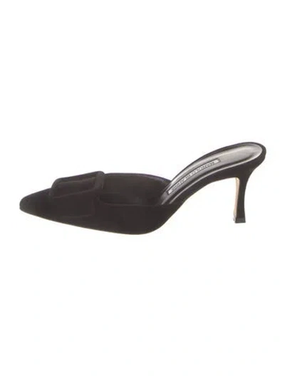 Pre-owned Manolo Blahnik Suede Mules In Black