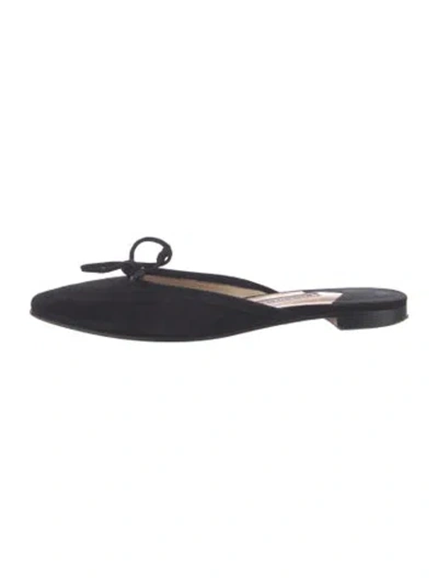Pre-owned Manolo Blahnik Suede Mules In Black